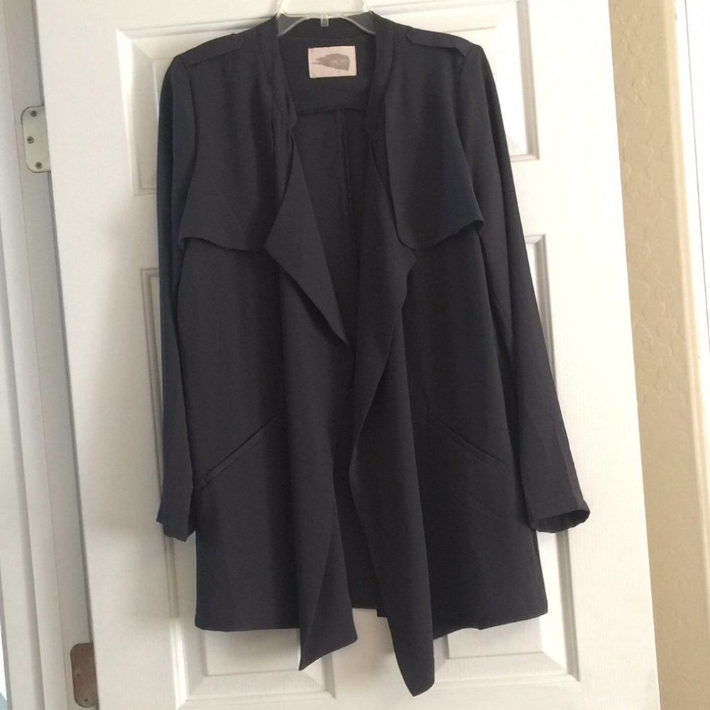 Charcoal grey sheer, flowy blazer, size large